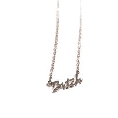 bitch necklace - pendant on stainless steel chain says bitch