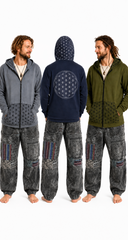 Flower of Life hoodie large design on back with 2 pockets and hood. Design on hood and pockets