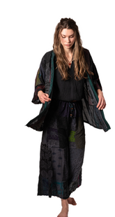 Earthwoven Patchwork Kimono every patch sewen seperatly pockets loose one size rayon