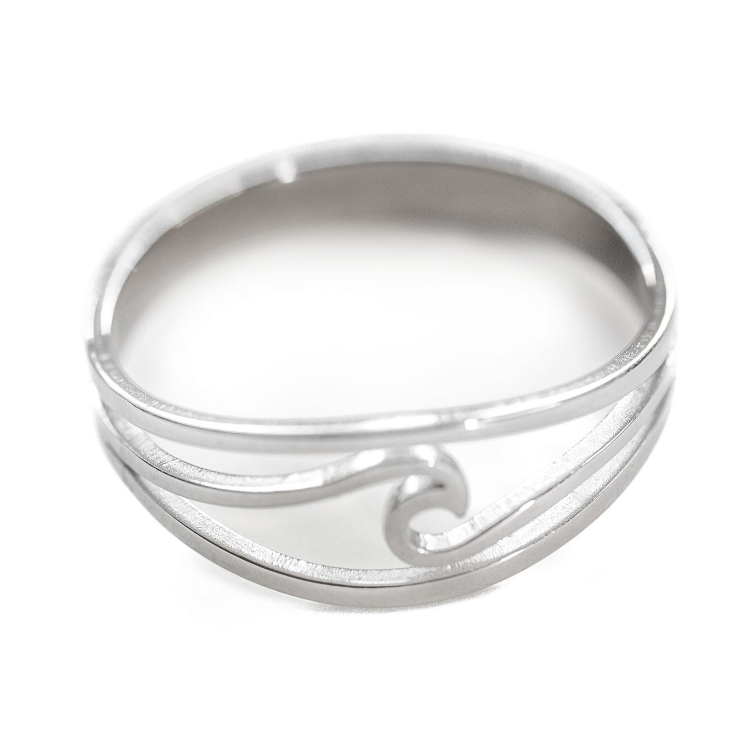 Endless surf ring stainless steel silver or gold band with wave sizes 7-11