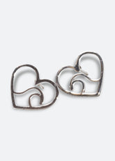 Love For The Sea Earrings Stainless Steel Studs gold or silver wave and heart