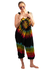 Relaxed Tie-dye Jumpsuit Black Rainbow Rayon one size adjustable