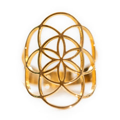 Seed of Life Ring Gold or Silver Stainless Steel Adjustable