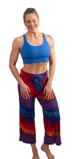 Tie-Dye Flare Pants Purple stretchy rayon yoga comfort