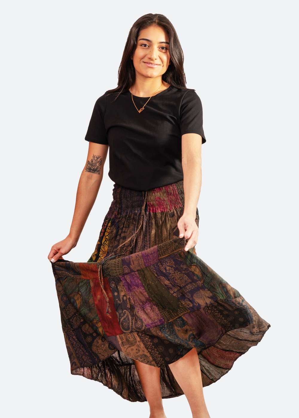 dual color  Patchwork Dual Wear Dress/Skirt