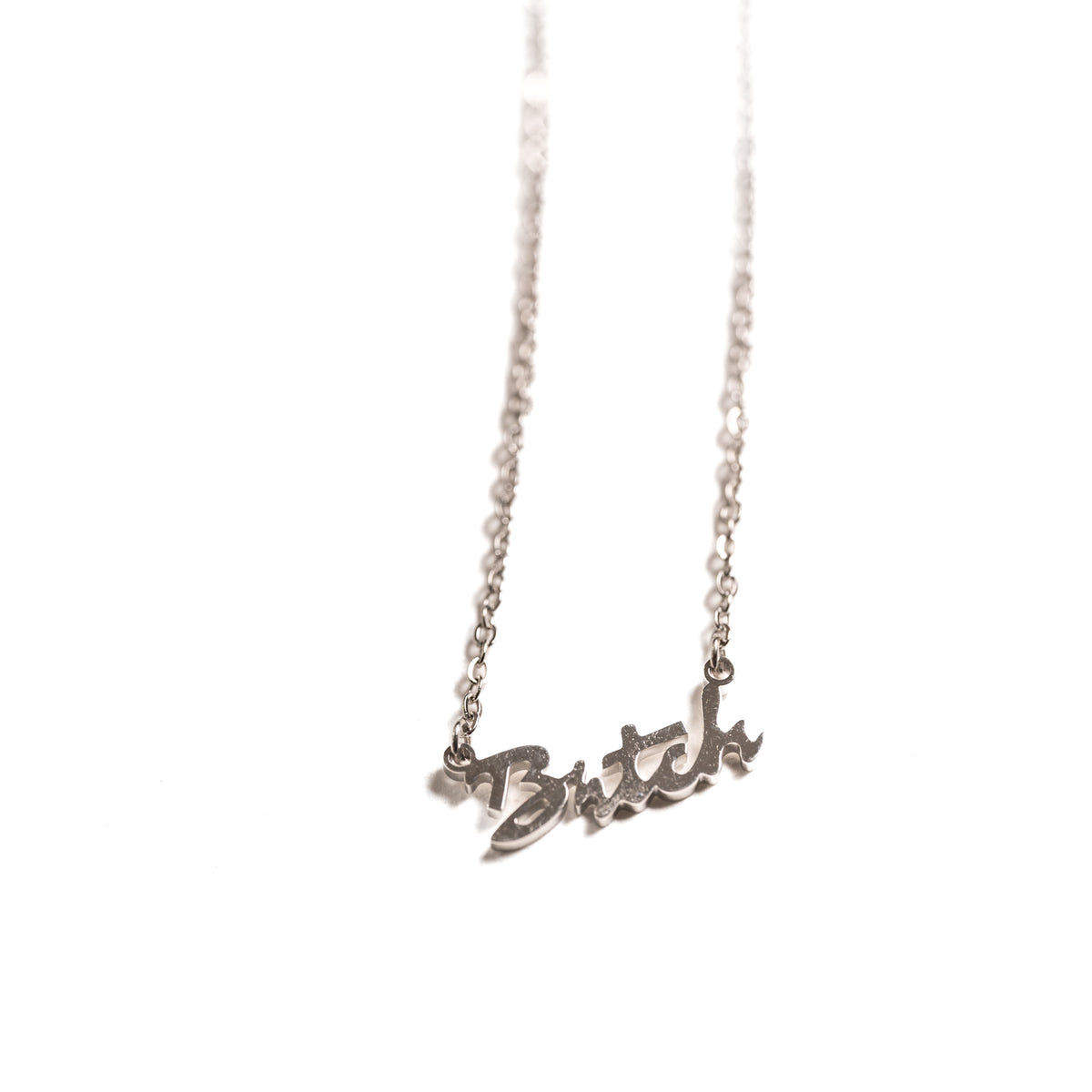 bitch necklace - pendant on stainless steel chain says bitch