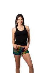Festival Fever Shorts turquoise tie dye stretchy rayon tie at front short