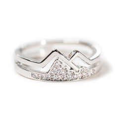 Mountain bling ring silver cubic zerconias silver plated sizes 6 to 10 